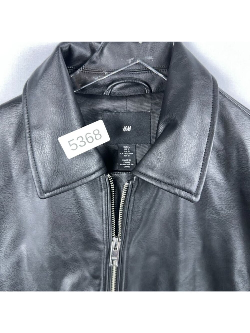 H&M Leather Jacket Coat Mens Size Large Black Zip-Up Front Welt Pockets - Picture 11 of 11